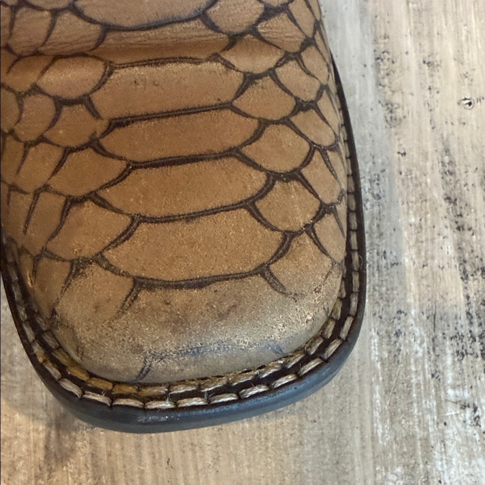 Kids Two-Tone Brown and Red Pull-On Western Boots - Picture 16 of 16